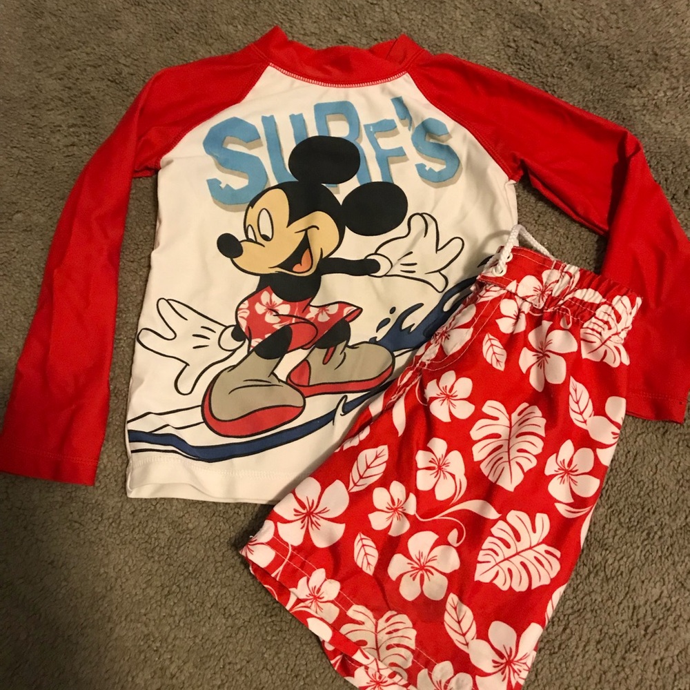 Mickey Mouse Swim trunks and shirt